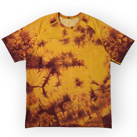 Lululemon Metal Vent Tech Short Sleeve Shirt 2.0 SIZE L Marble Dye Orange - Picture 1 of 10